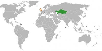Казахстаны дэлхийн газрын зураг дээр байршил
