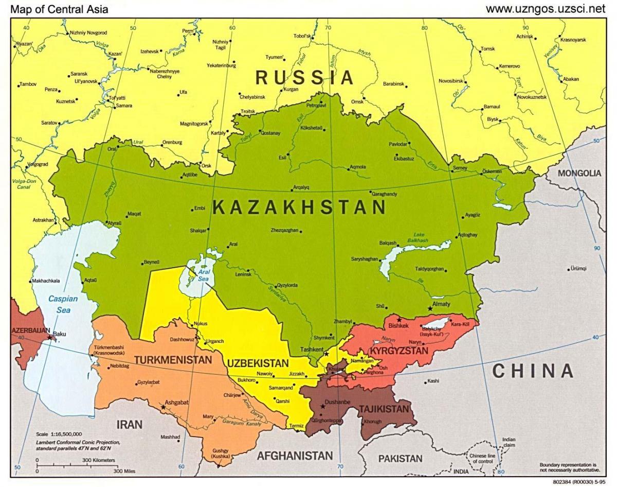 зураг Казахстаны азийн газрын зураг